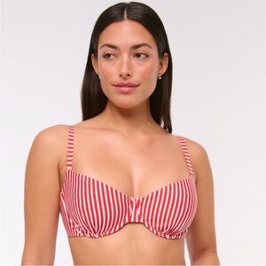 Abercrombie Red and White Striped Bikini Set
